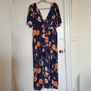 Apricot Spring Summer Floral Dress